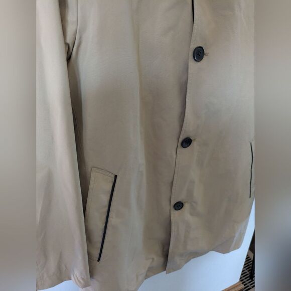 Cole Haan Rain Car Trench Coat Tan Brown Leather Trim Men's M Medium - Picture 3 of 13